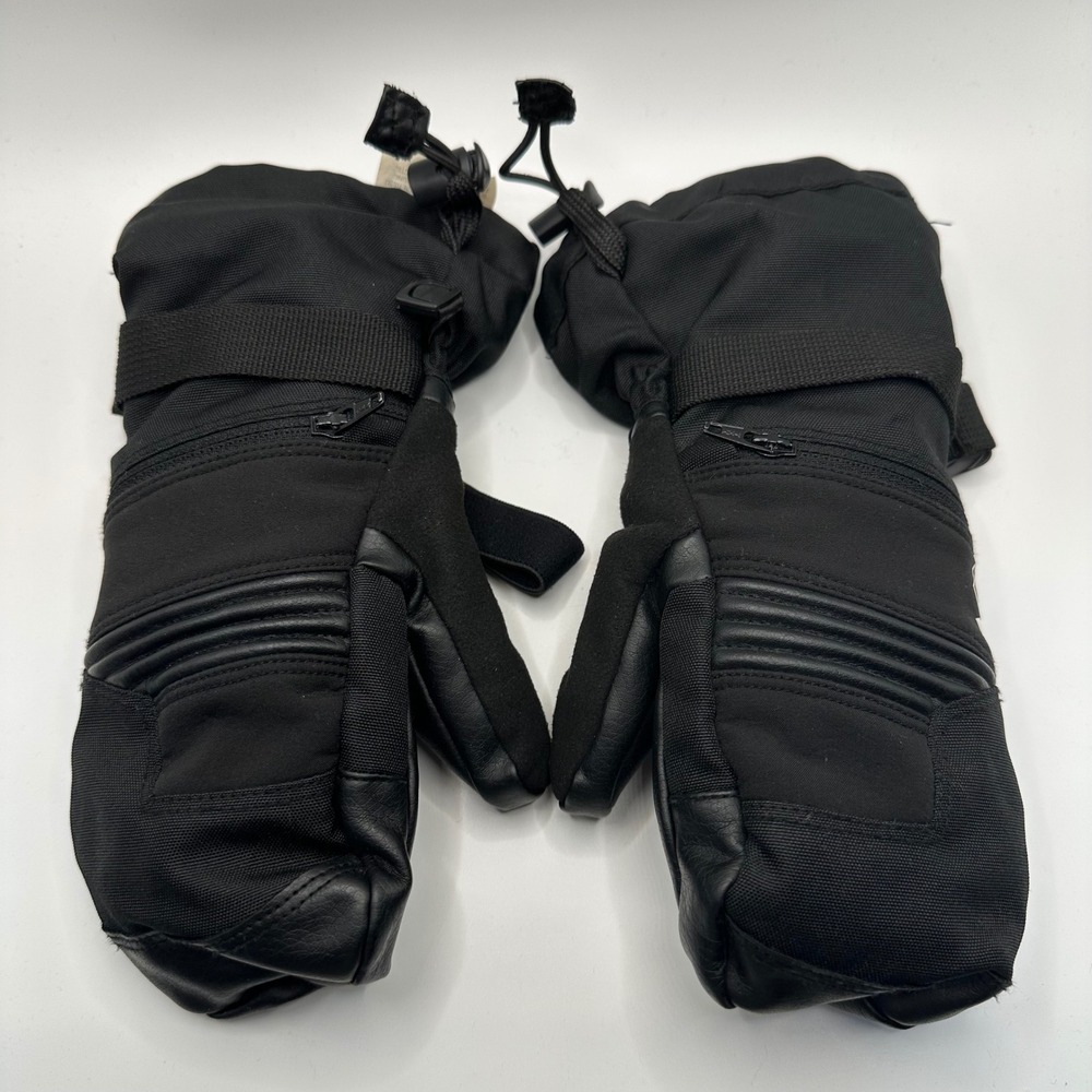 REI Co-op Kids Black Winter Mittens Size Medium Ski Snowboard Zipper Pocket